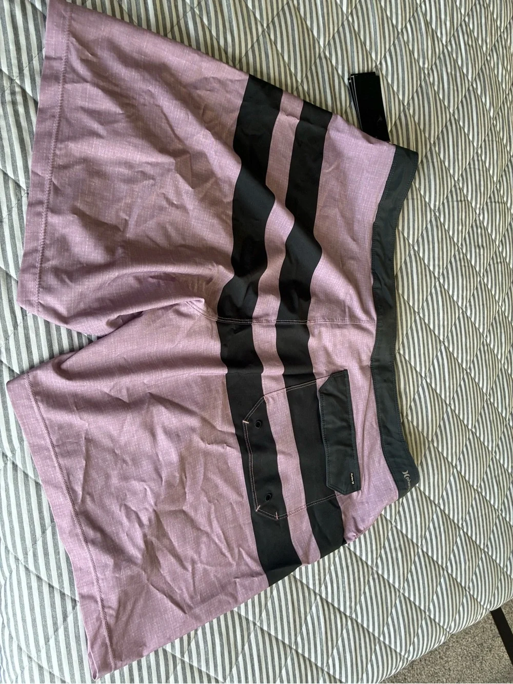 Hurley Men’s Lavender Boardshorts with Black Stripes